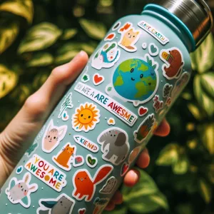 On water bottle sticker